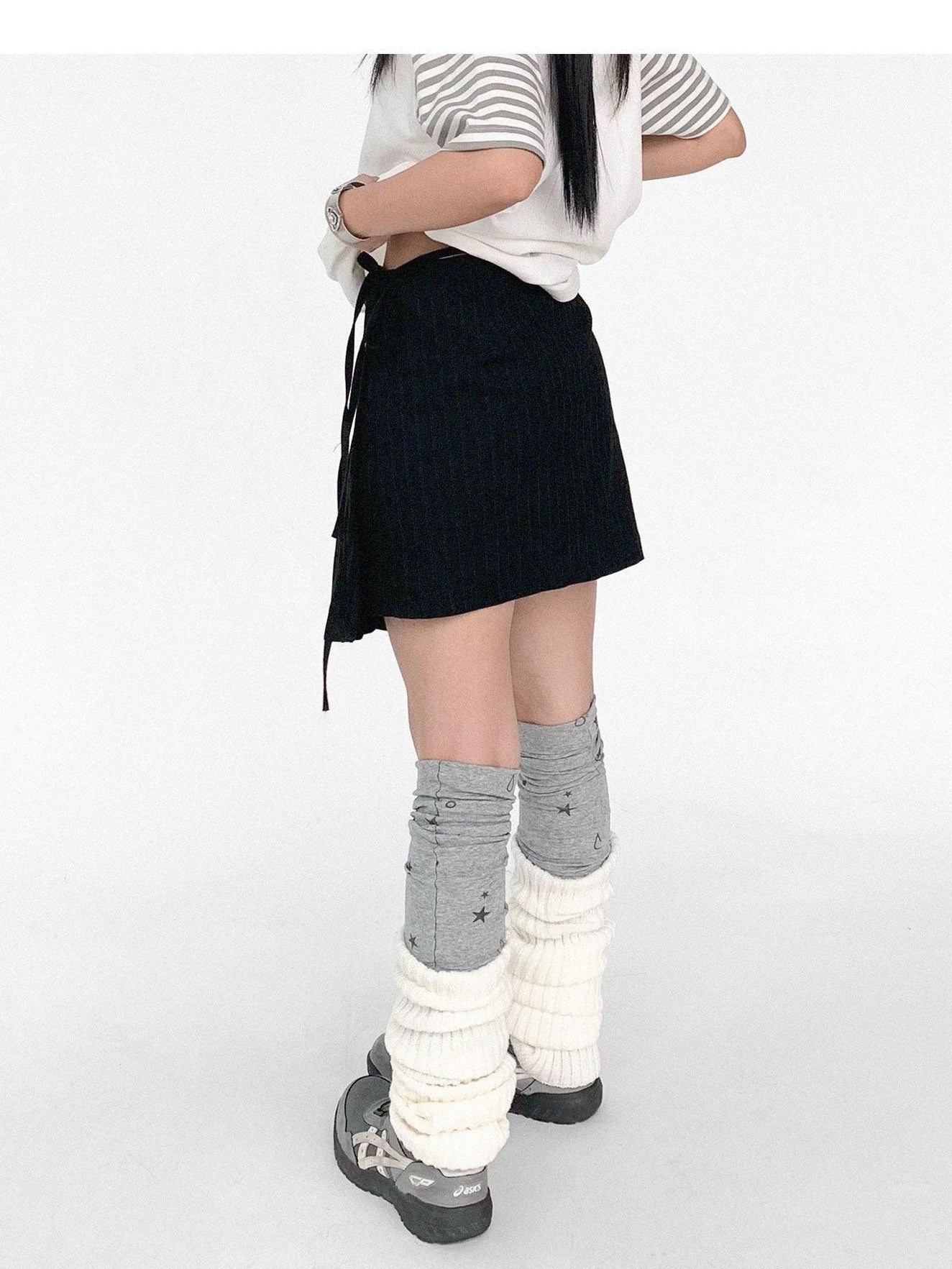 innomoood Vertical Stripe Pleated Tie Layered Women&