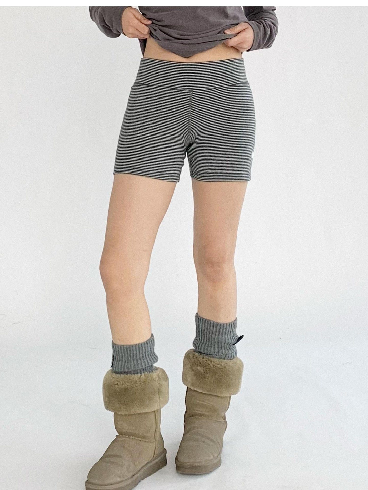 innomoood Vintage American Stretch Yoga Shorts Low Waist
