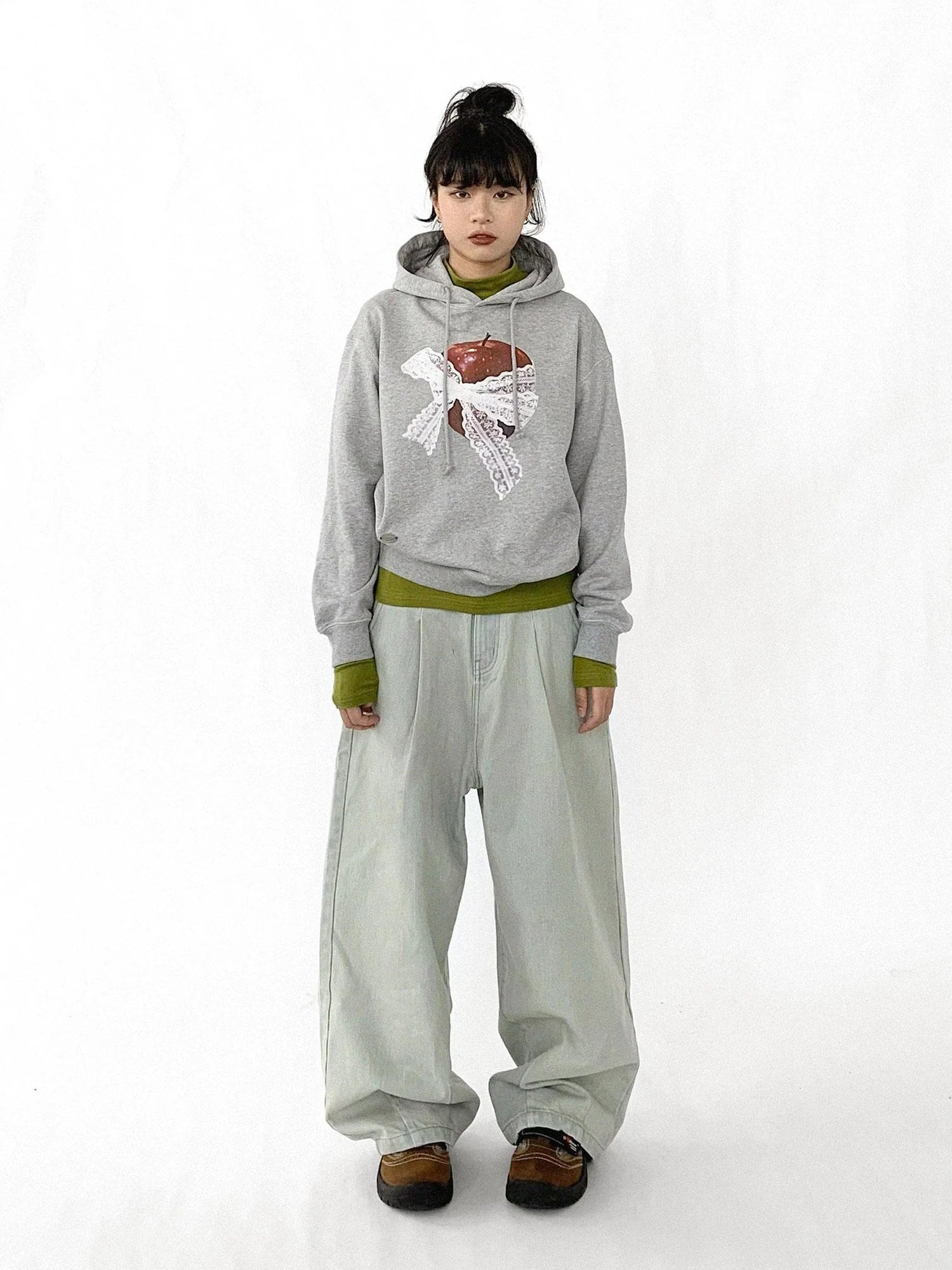 Vintage Apple Lace Bow Hoodie