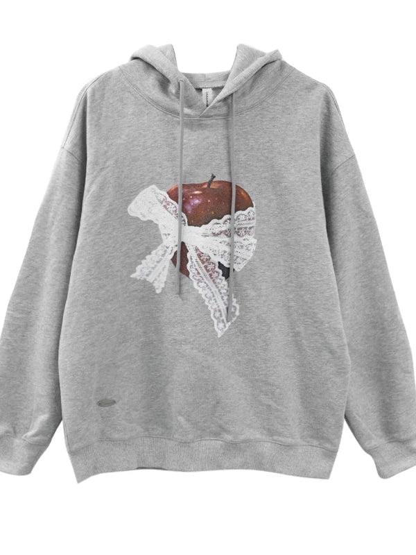 Vintage Apple Lace Bow Hoodie