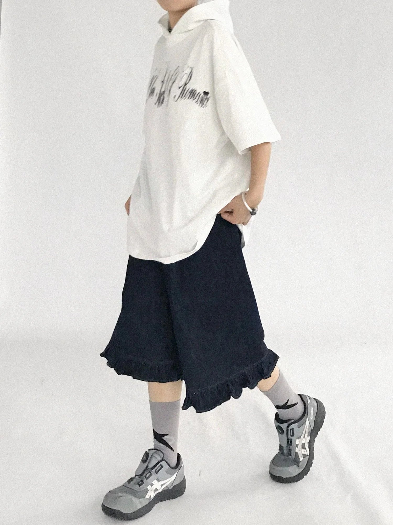 Vintage Blue Denim Flared Crop Jeans