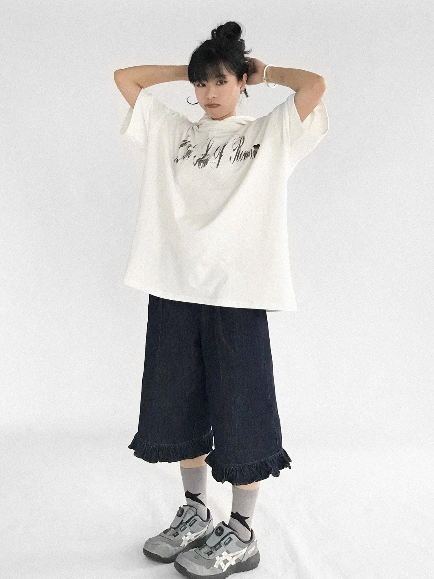 Vintage Blue Denim Flared Crop Jeans