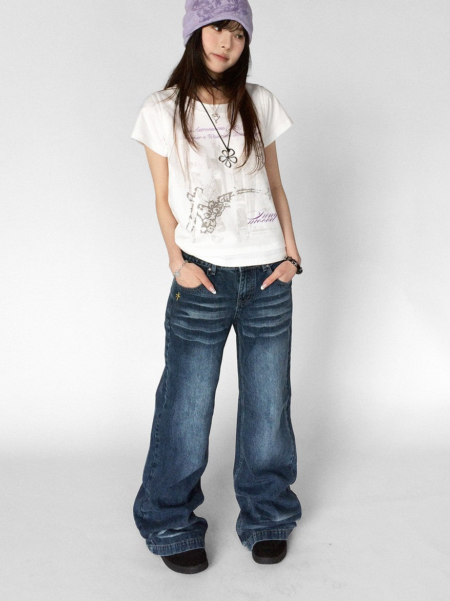 innomoood Vintage Distressed Print Layered Women&
