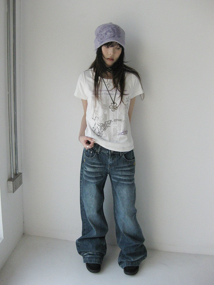 innomoood Vintage Distressed Print Layered Women&