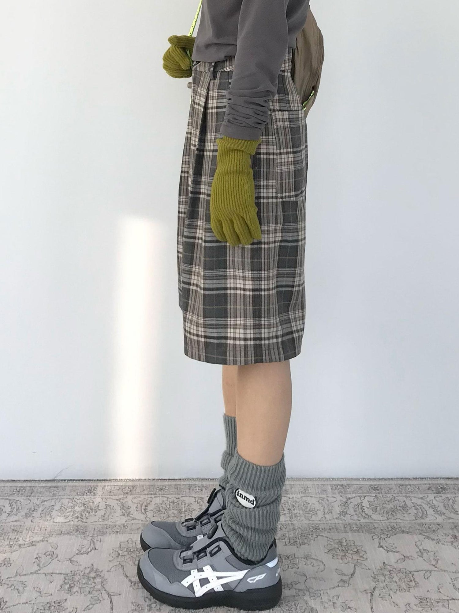 innomoood Vintage Plaid Mid Length A Line Shorts