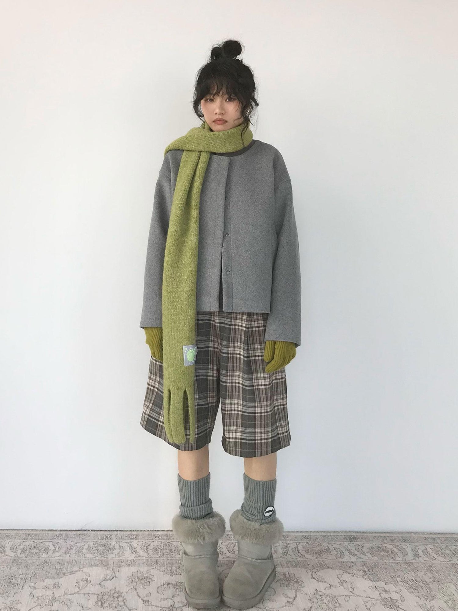 innomoood Vintage Plaid Mid Length A Line Shorts