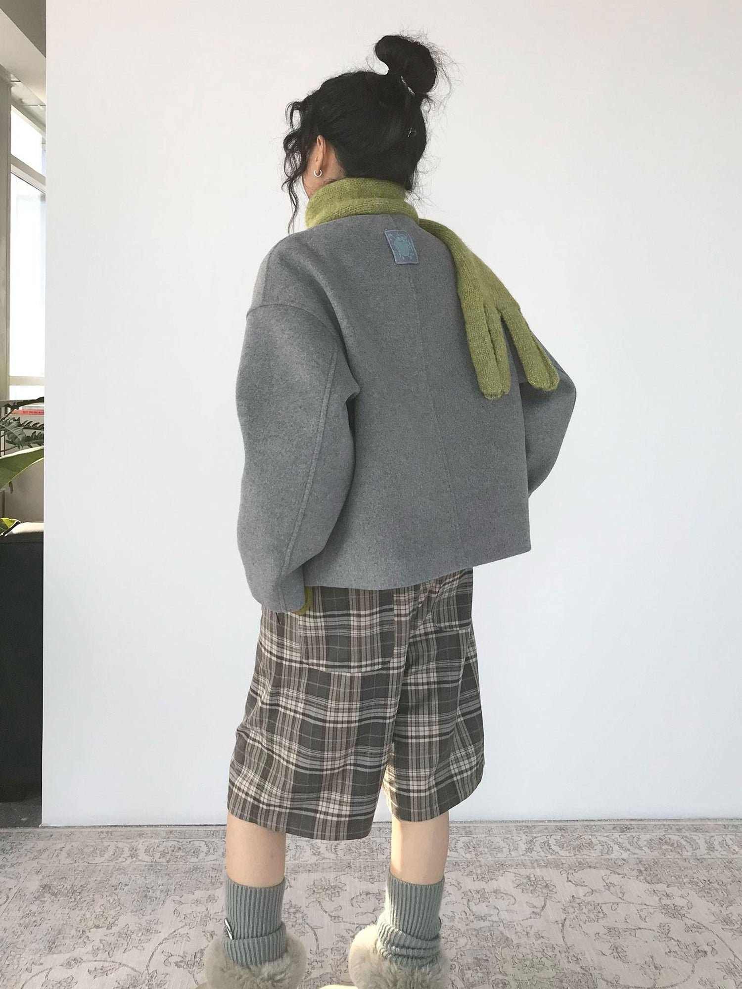 innomoood Vintage Plaid Mid Length A Line Shorts