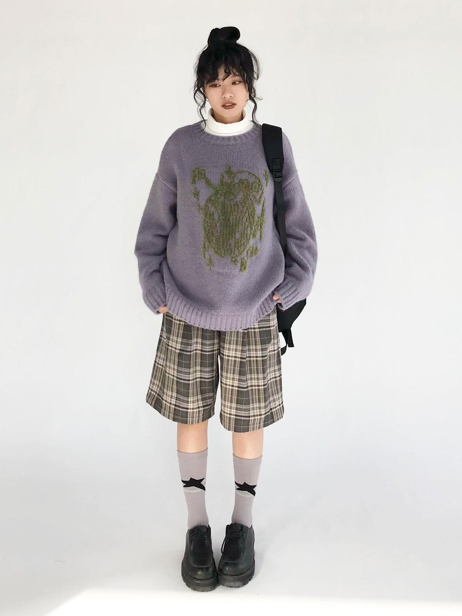 innomoood Vintage Plaid Mid Length A Line Shorts