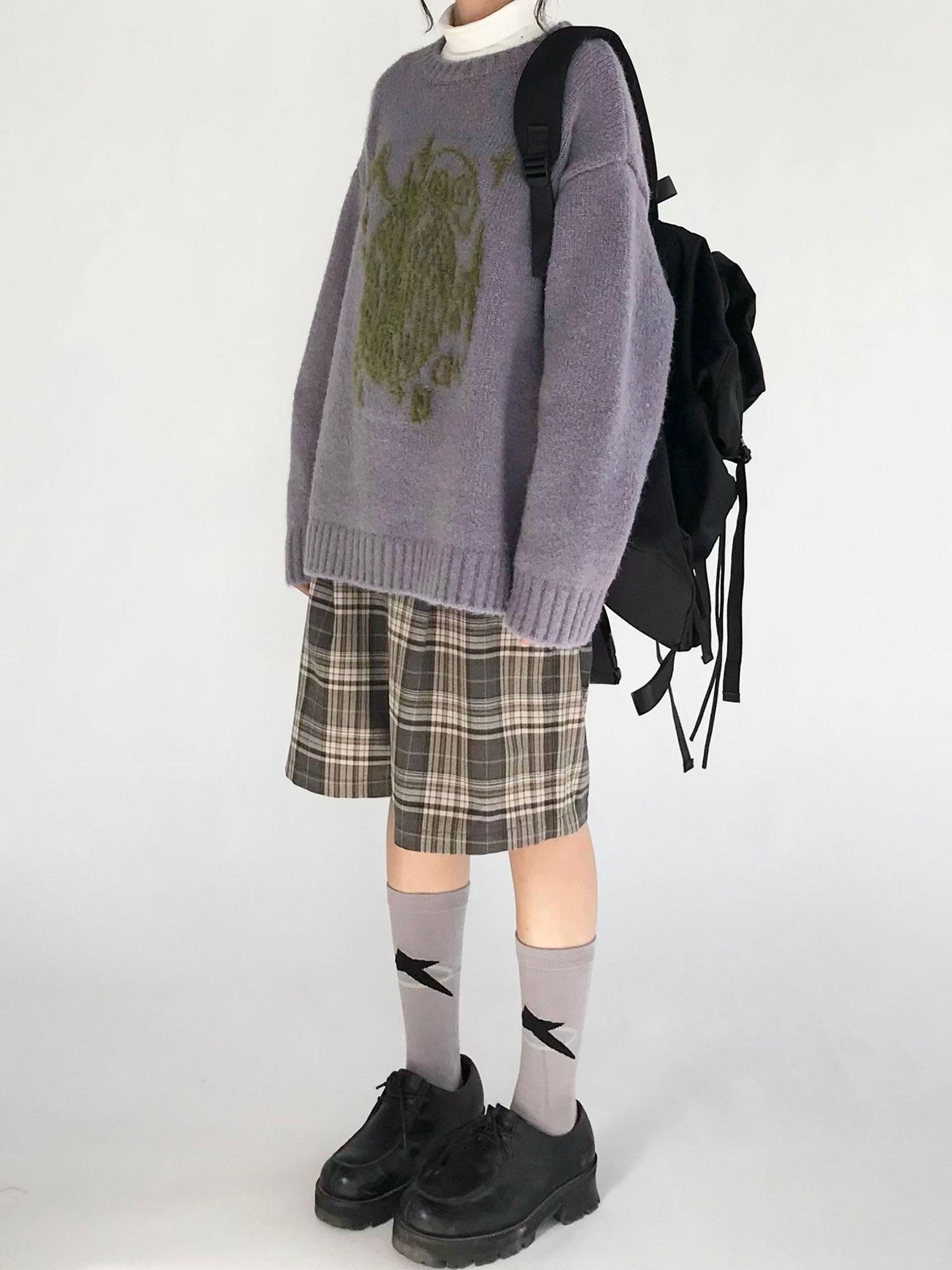 innomoood Vintage Plaid Mid Length A Line Shorts