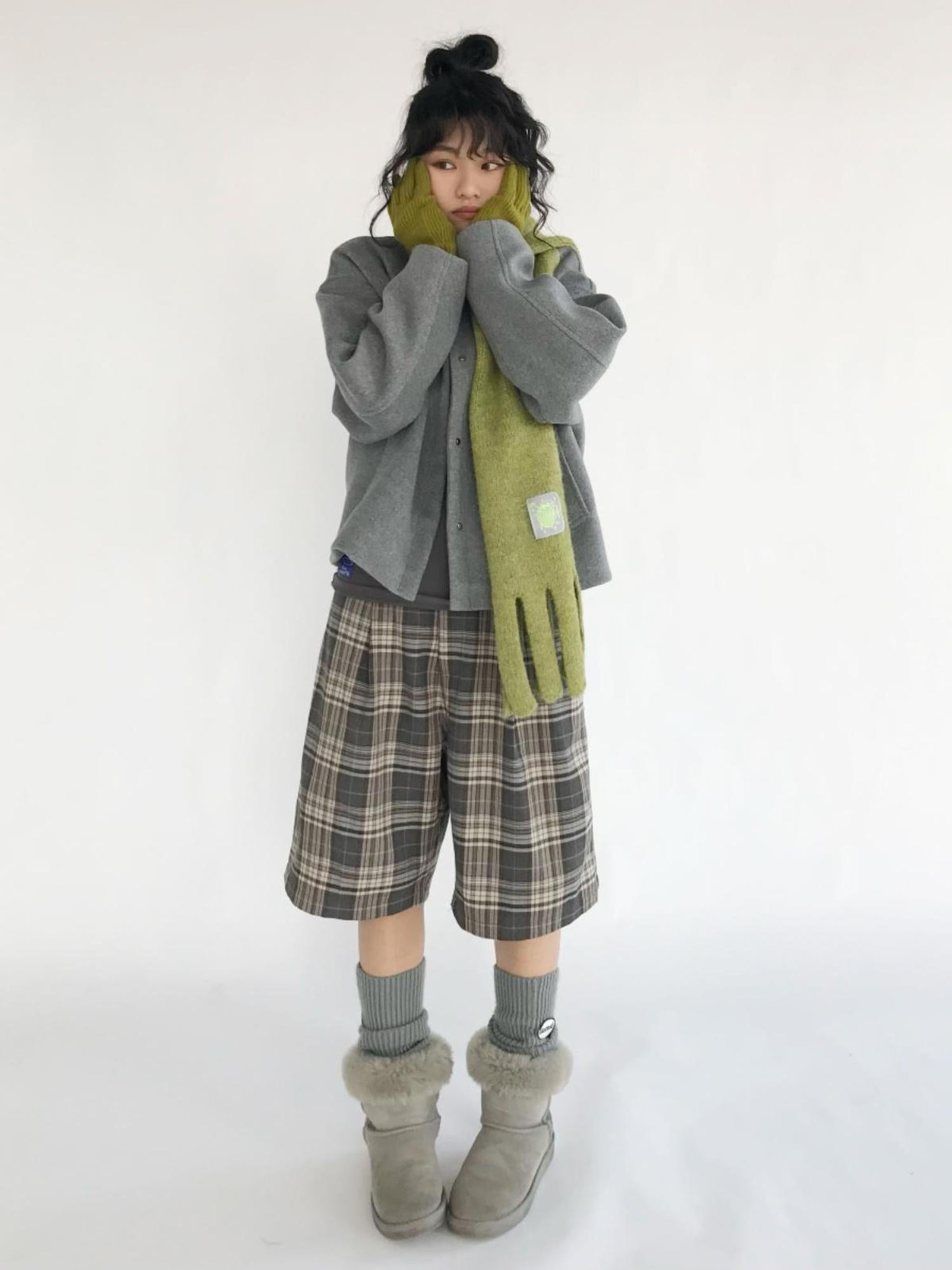 innomoood Vintage Plaid Mid Length A Line Shorts