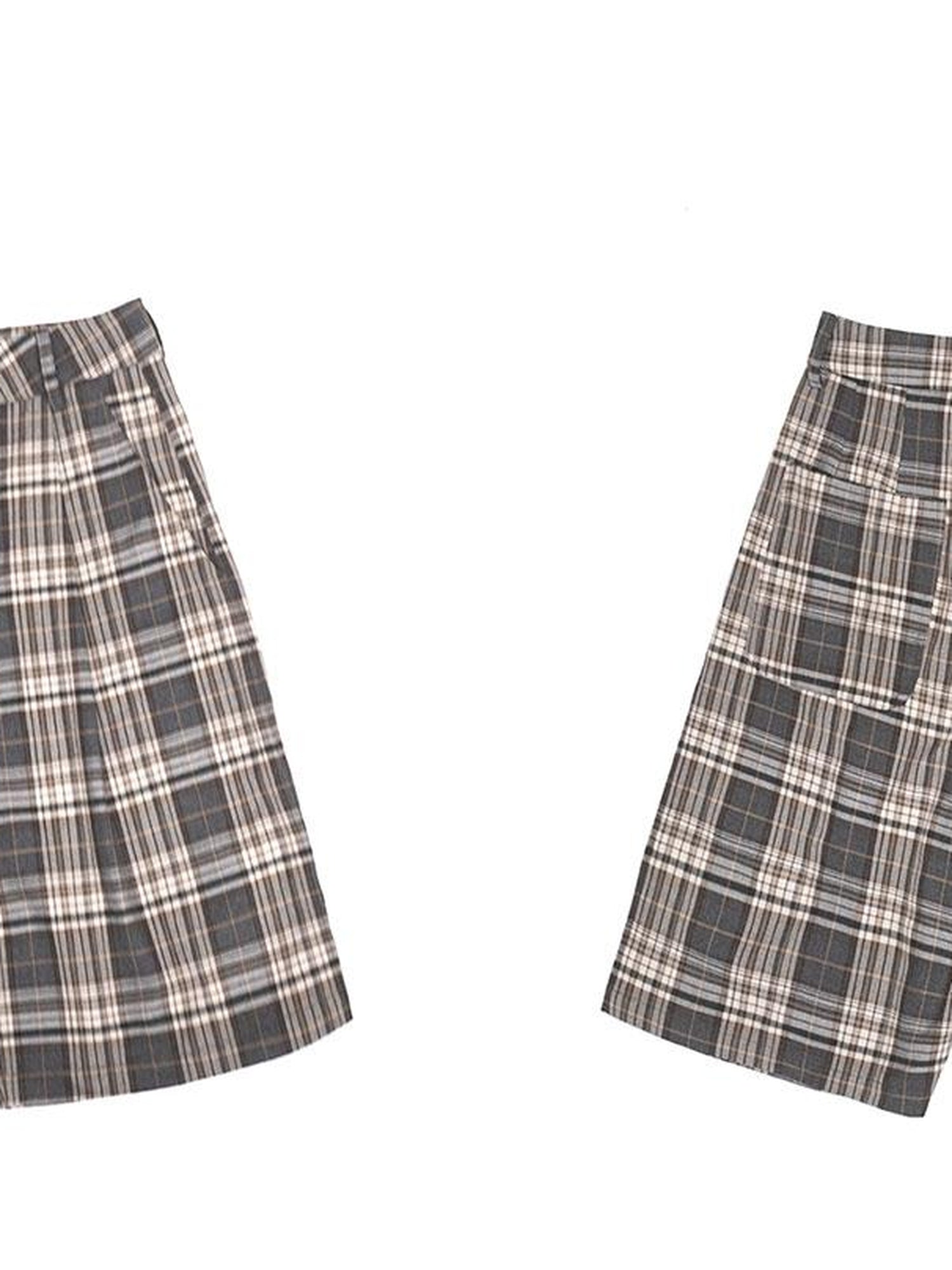 innomoood Vintage Plaid Mid Length A Line Shorts
