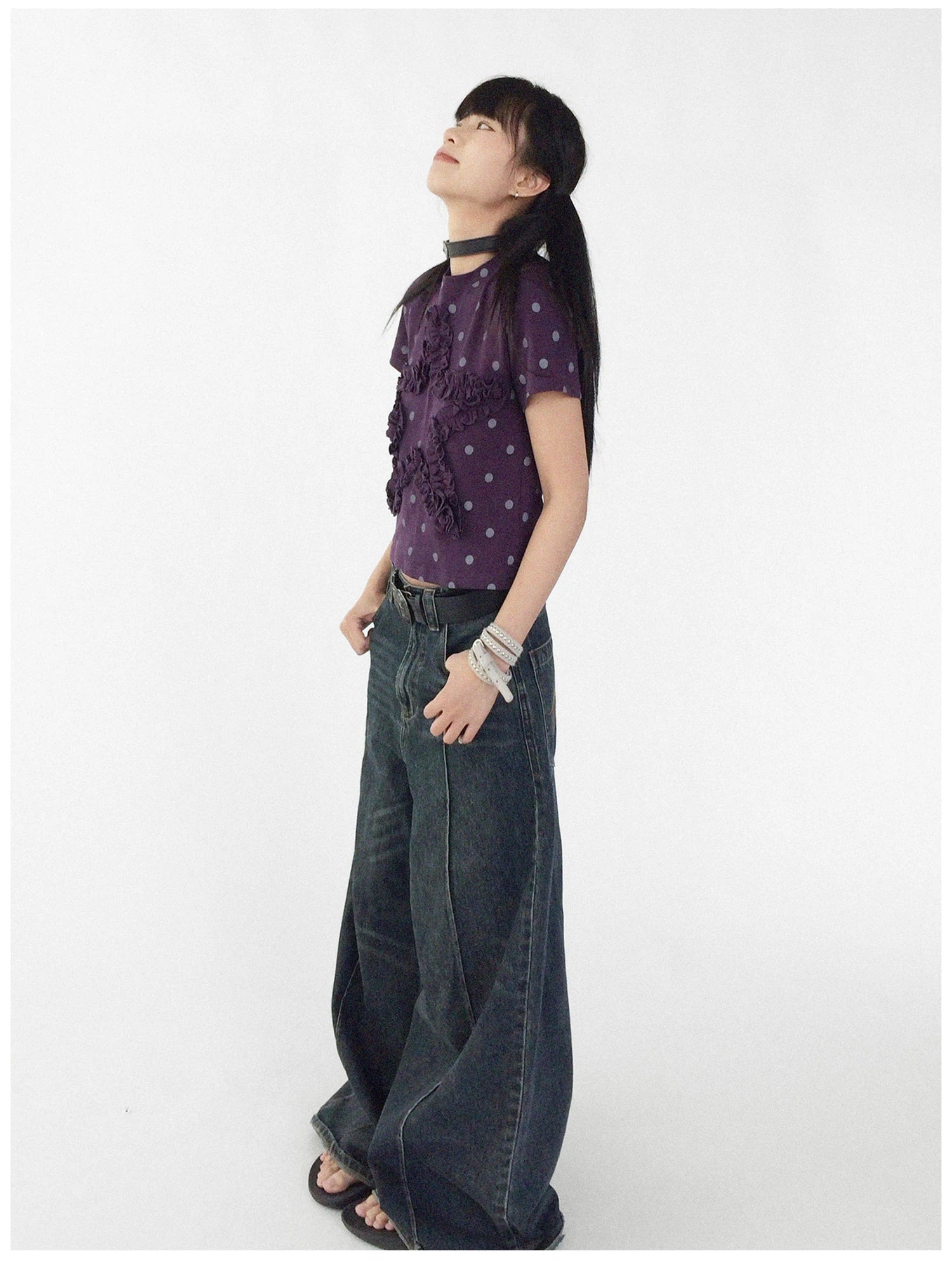 Vintage Washed Blue Baggy Low Rise Jeans