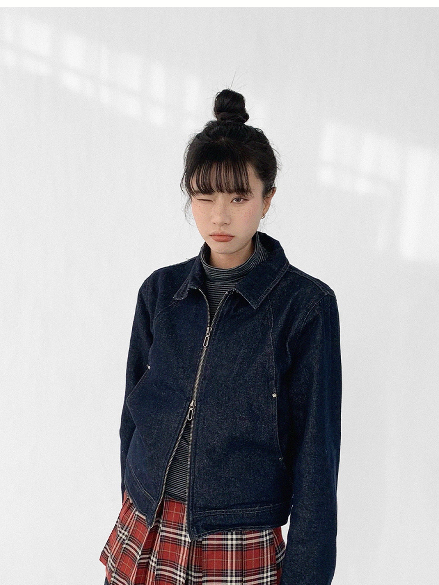 innomoood Vintage Washed Denim Jacket Unisex Cropped Trucker