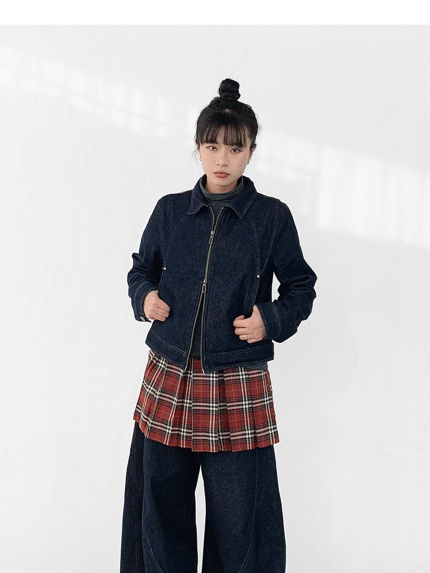 innomoood Vintage Washed Denim Jacket Unisex Cropped Trucker