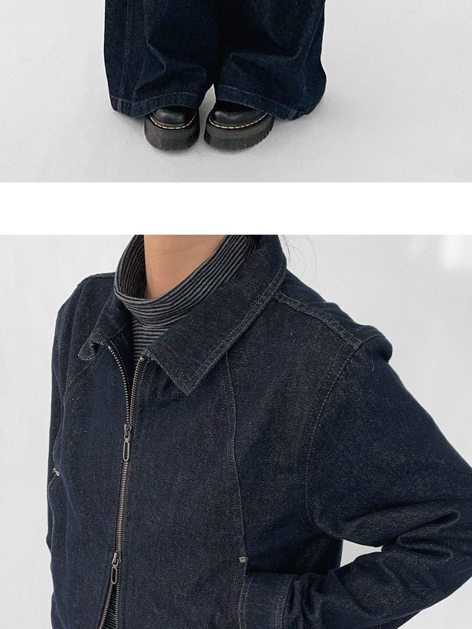 innomoood Vintage Washed Denim Jacket Unisex Cropped Trucker