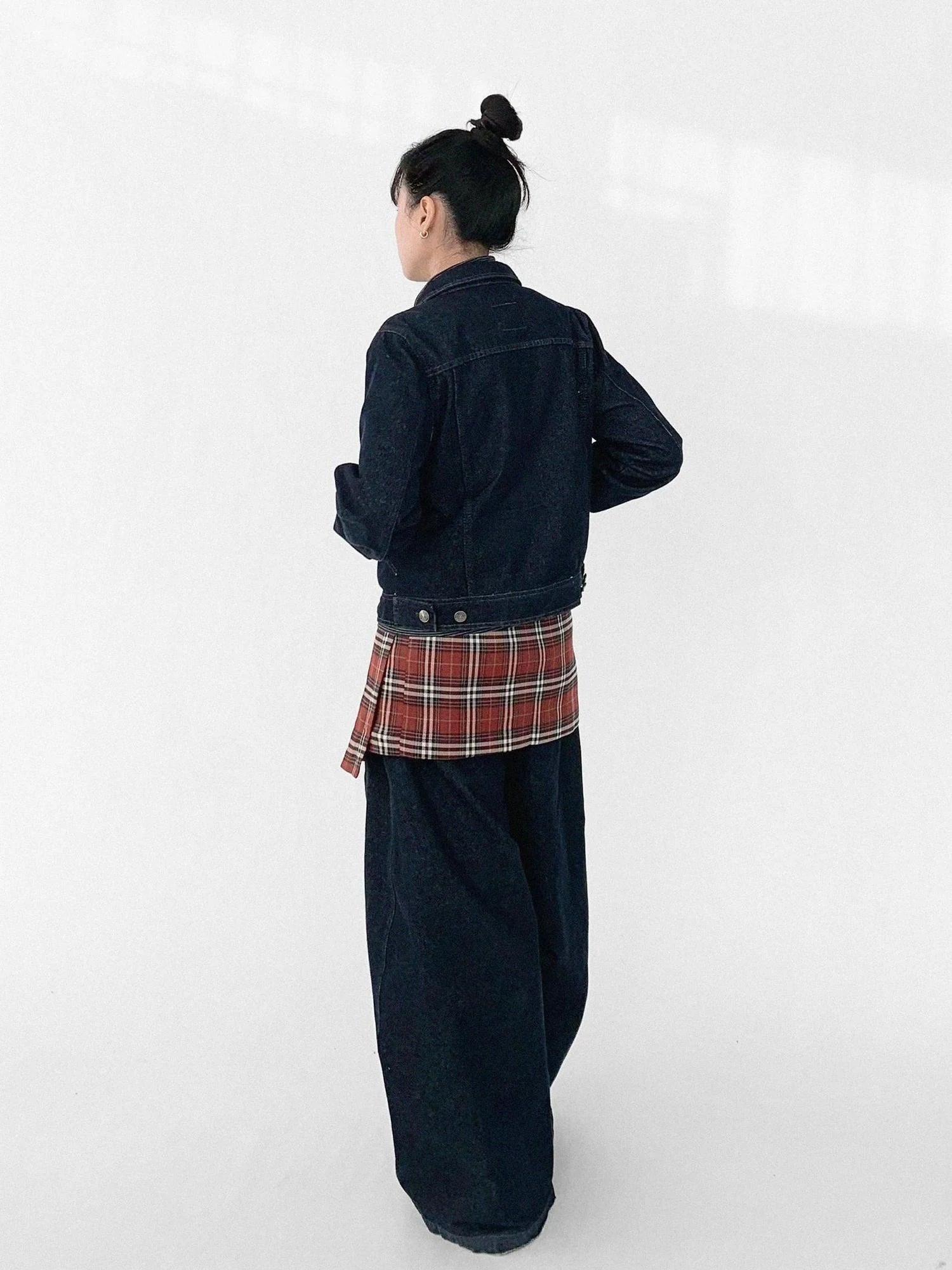 Vintage Washed Denim Jacket Unisex Cropped Trucker