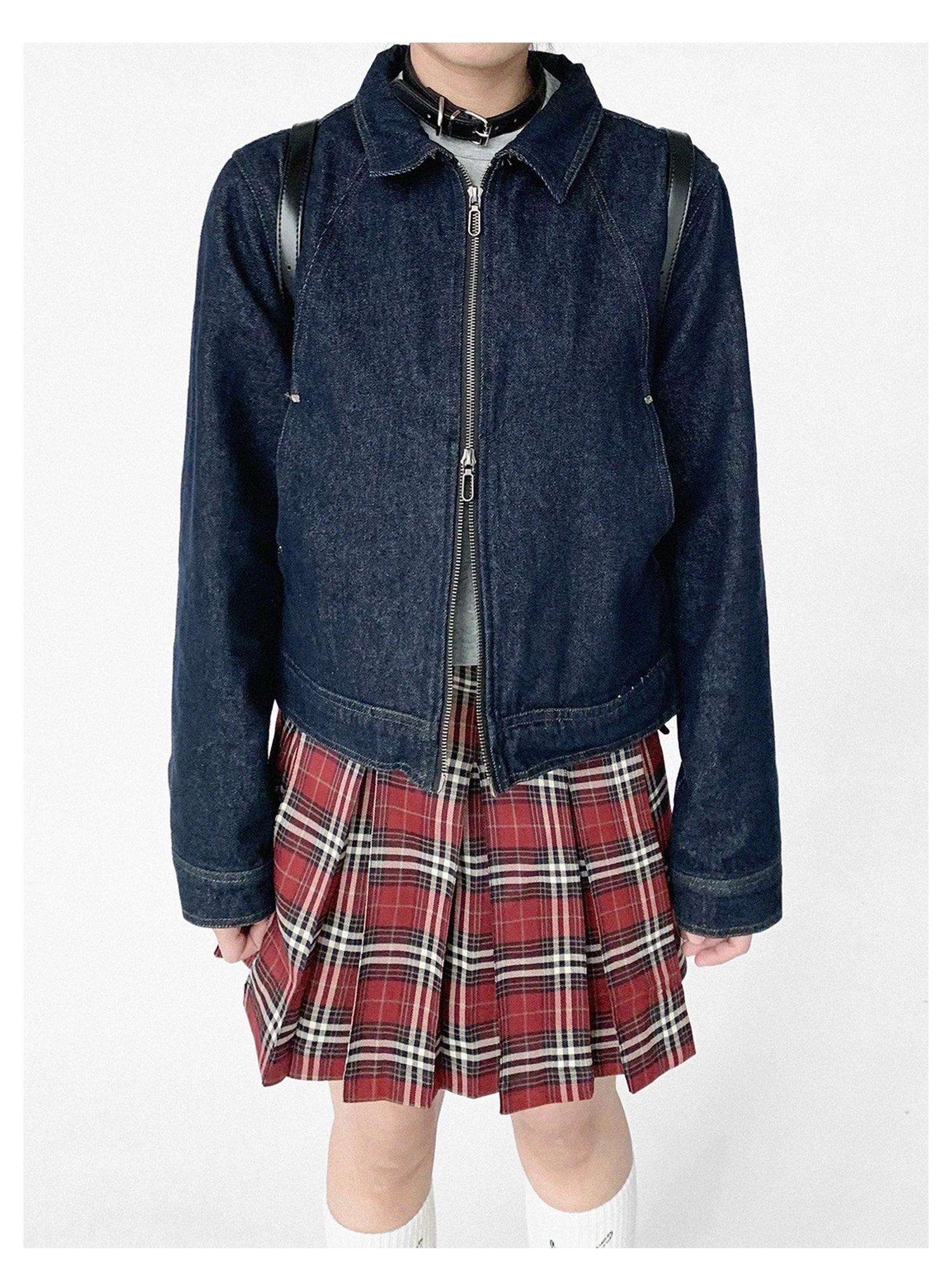innomoood Vintage Washed Denim Jacket Unisex Cropped Trucker