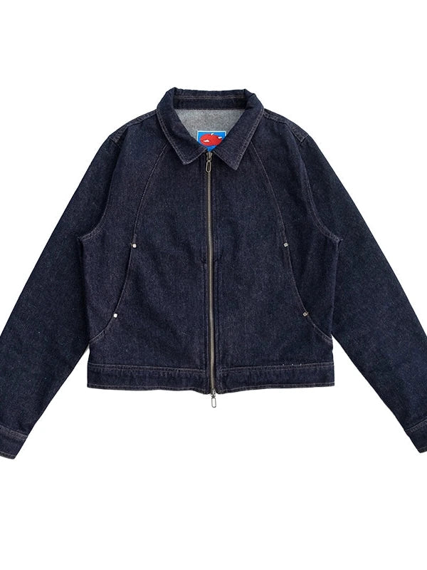 Vintage Washed Denim Jacket Unisex Cropped Trucker