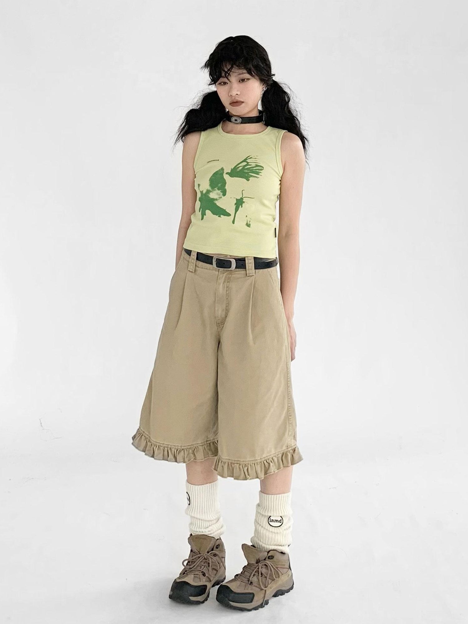 innomoood Vintage Washed Relaxed Cropped Carpenter Pants