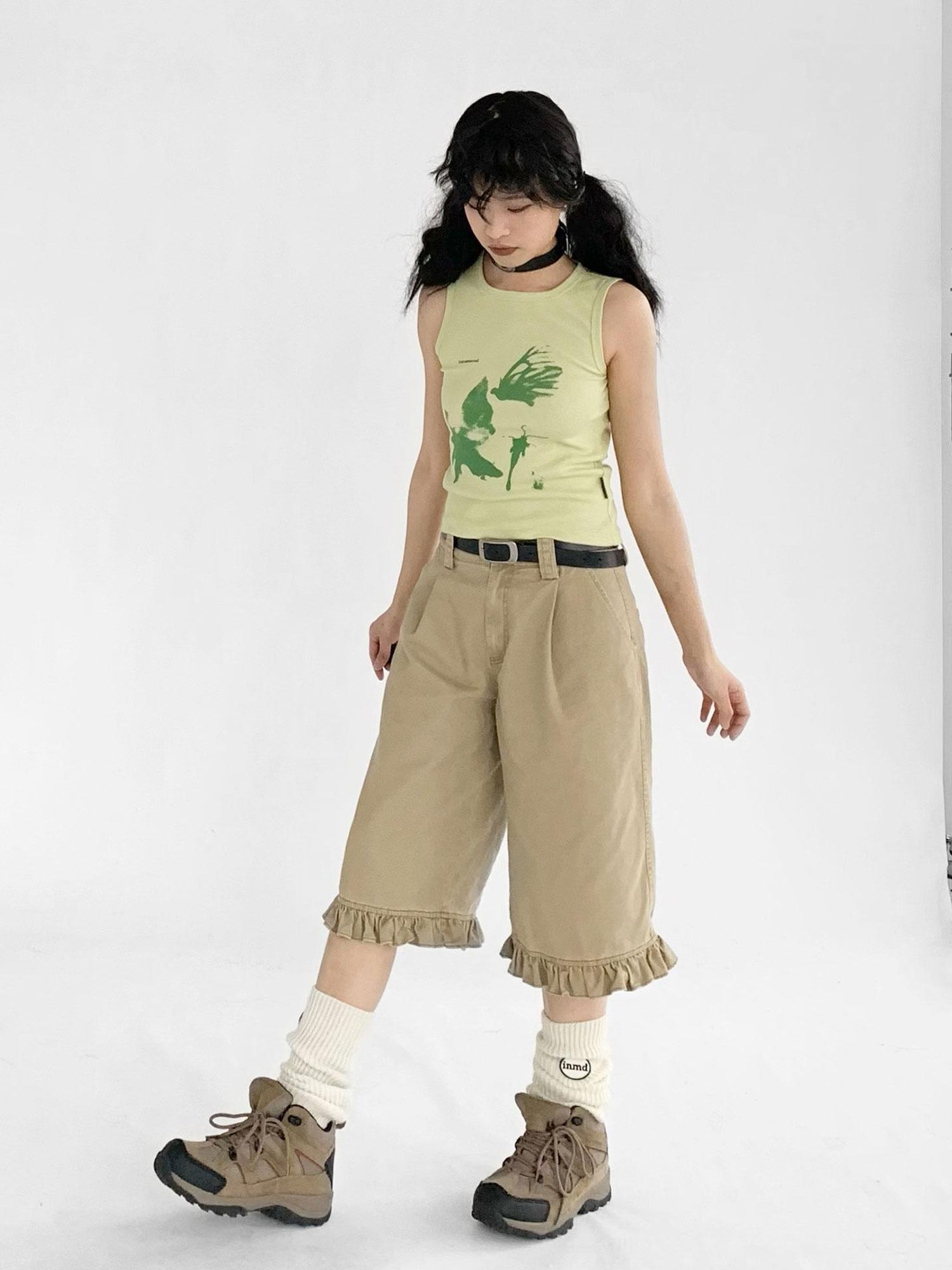 innomoood Vintage Washed Relaxed Cropped Carpenter Pants