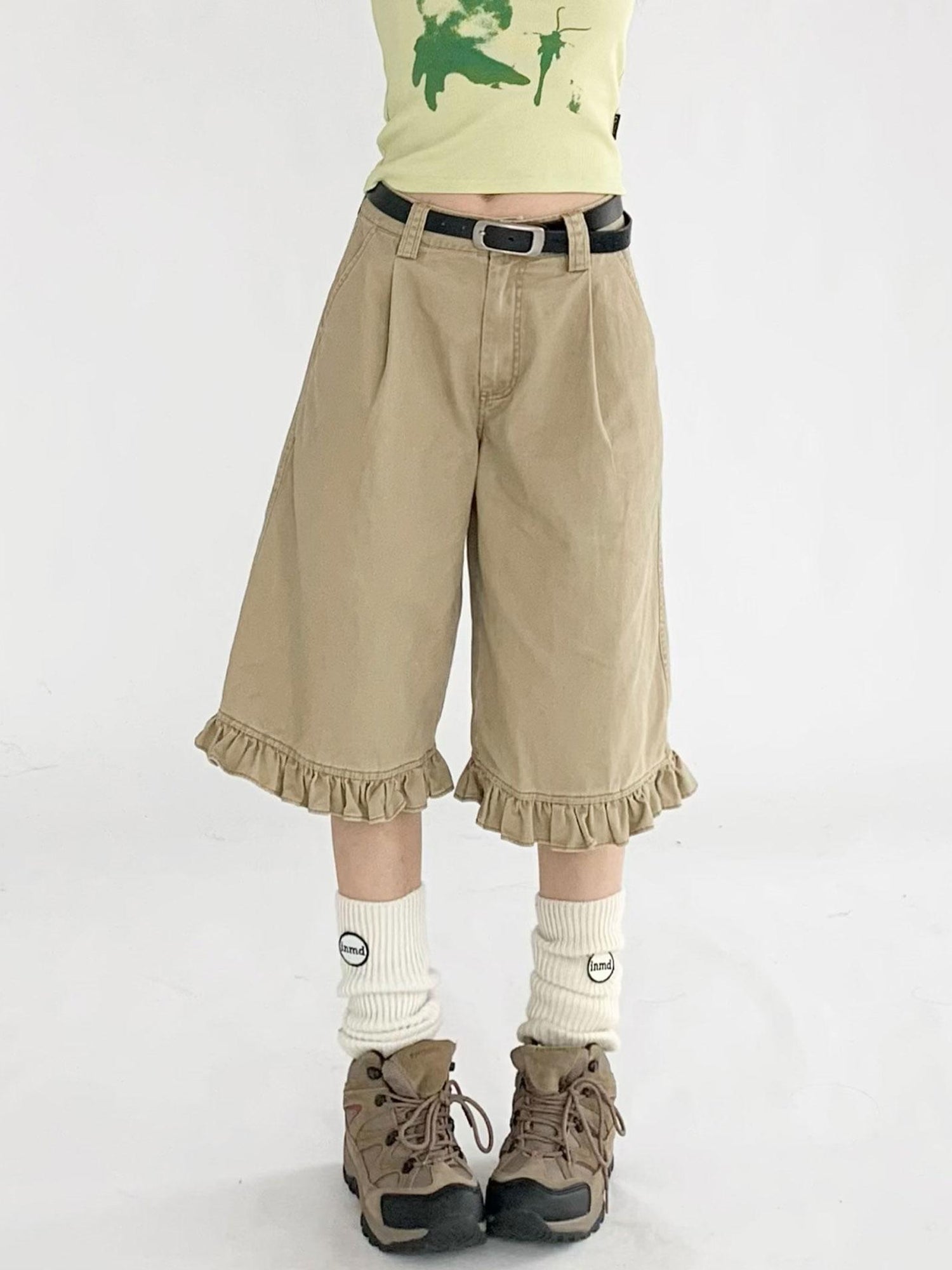 innomoood Vintage Washed Relaxed Cropped Carpenter Pants
