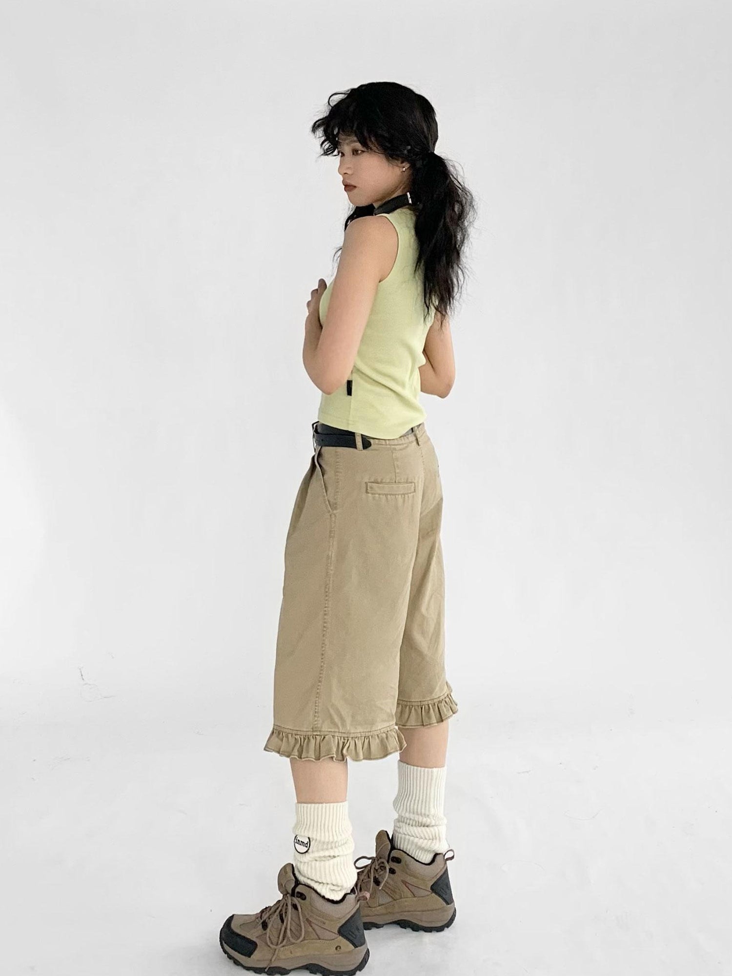 innomoood Vintage Washed Relaxed Cropped Carpenter Pants