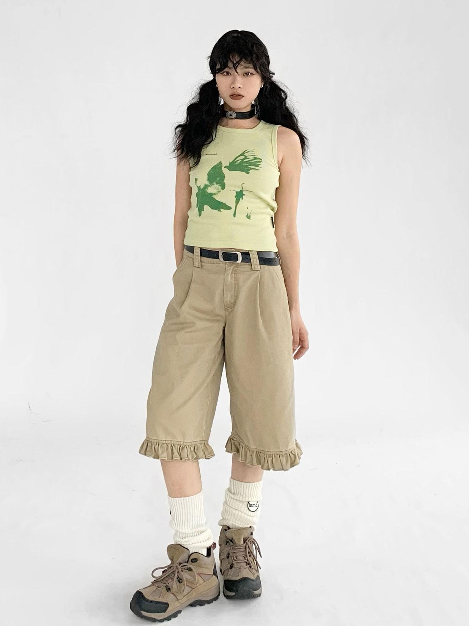 innomoood Vintage Washed Relaxed Cropped Carpenter Pants