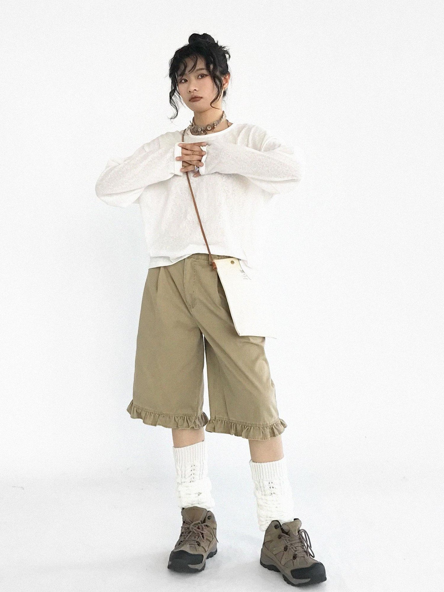 innomoood Vintage Washed Relaxed Cropped Carpenter Pants