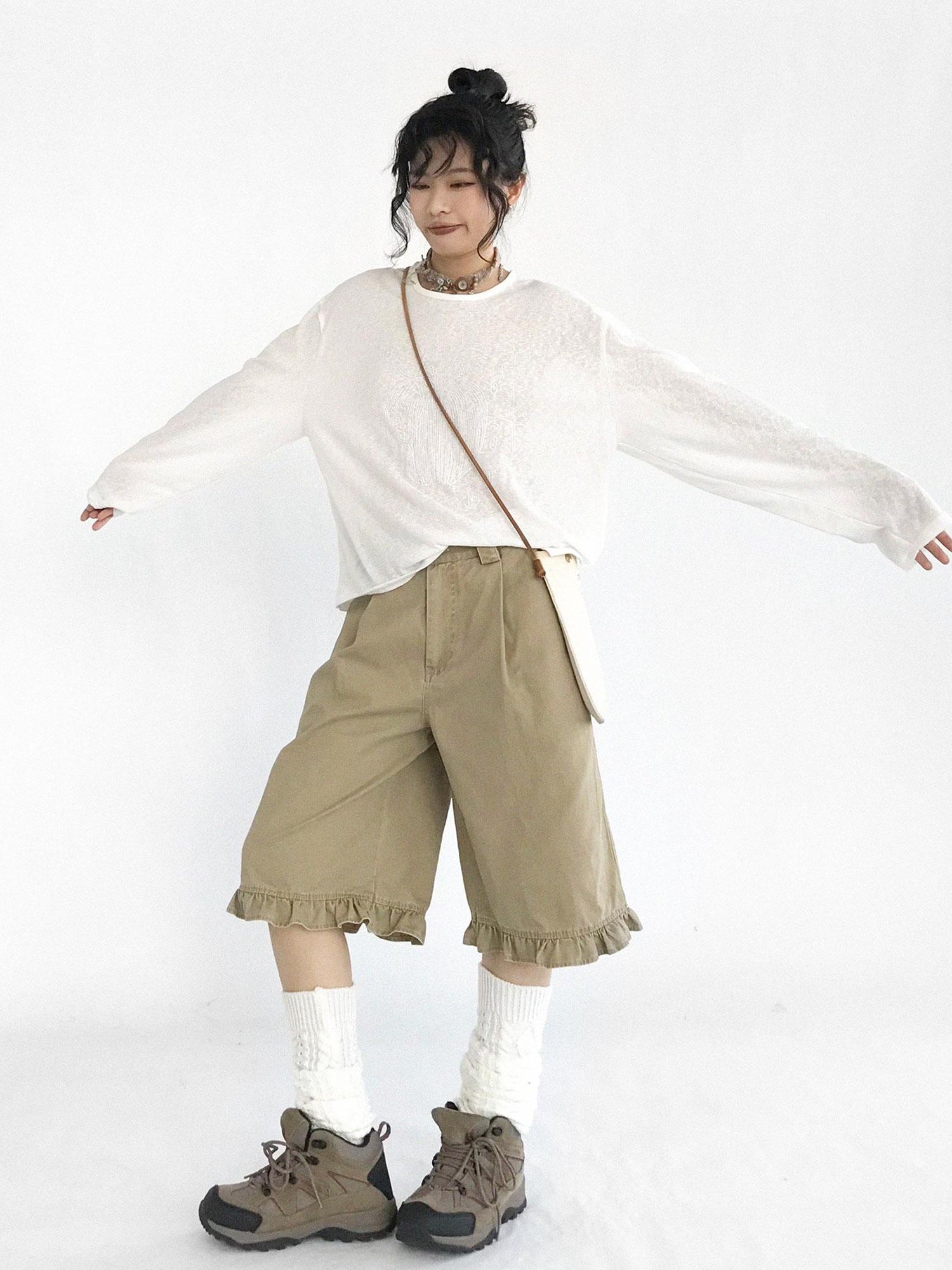 innomoood Vintage Washed Relaxed Cropped Carpenter Pants