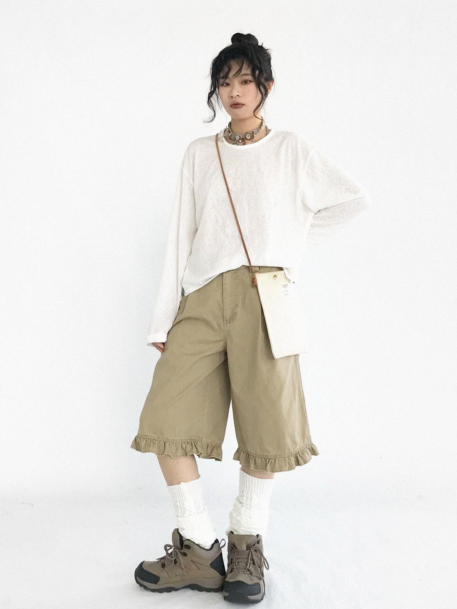 innomoood Vintage Washed Relaxed Cropped Carpenter Pants