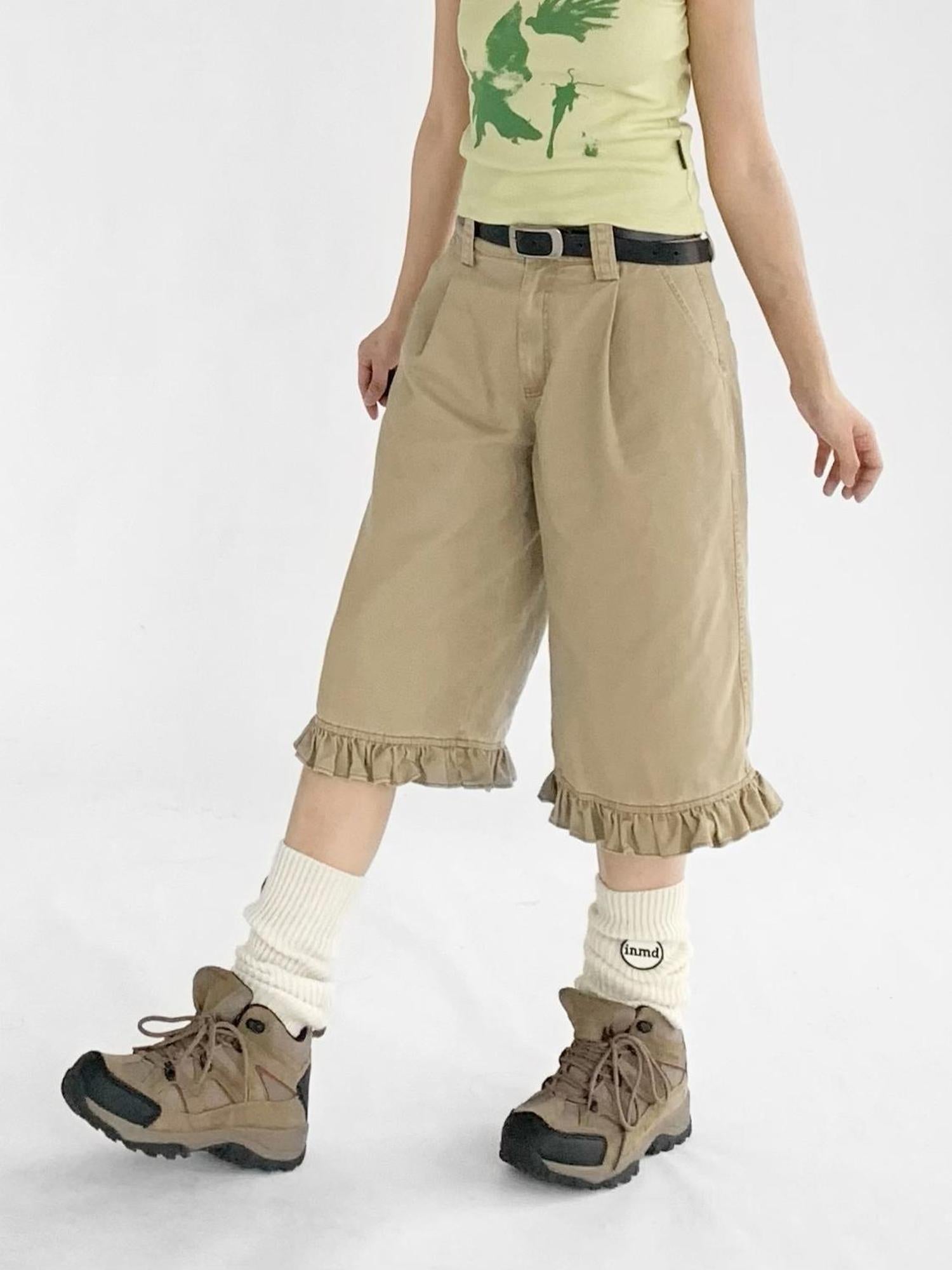 innomoood Vintage Washed Relaxed Cropped Carpenter Pants