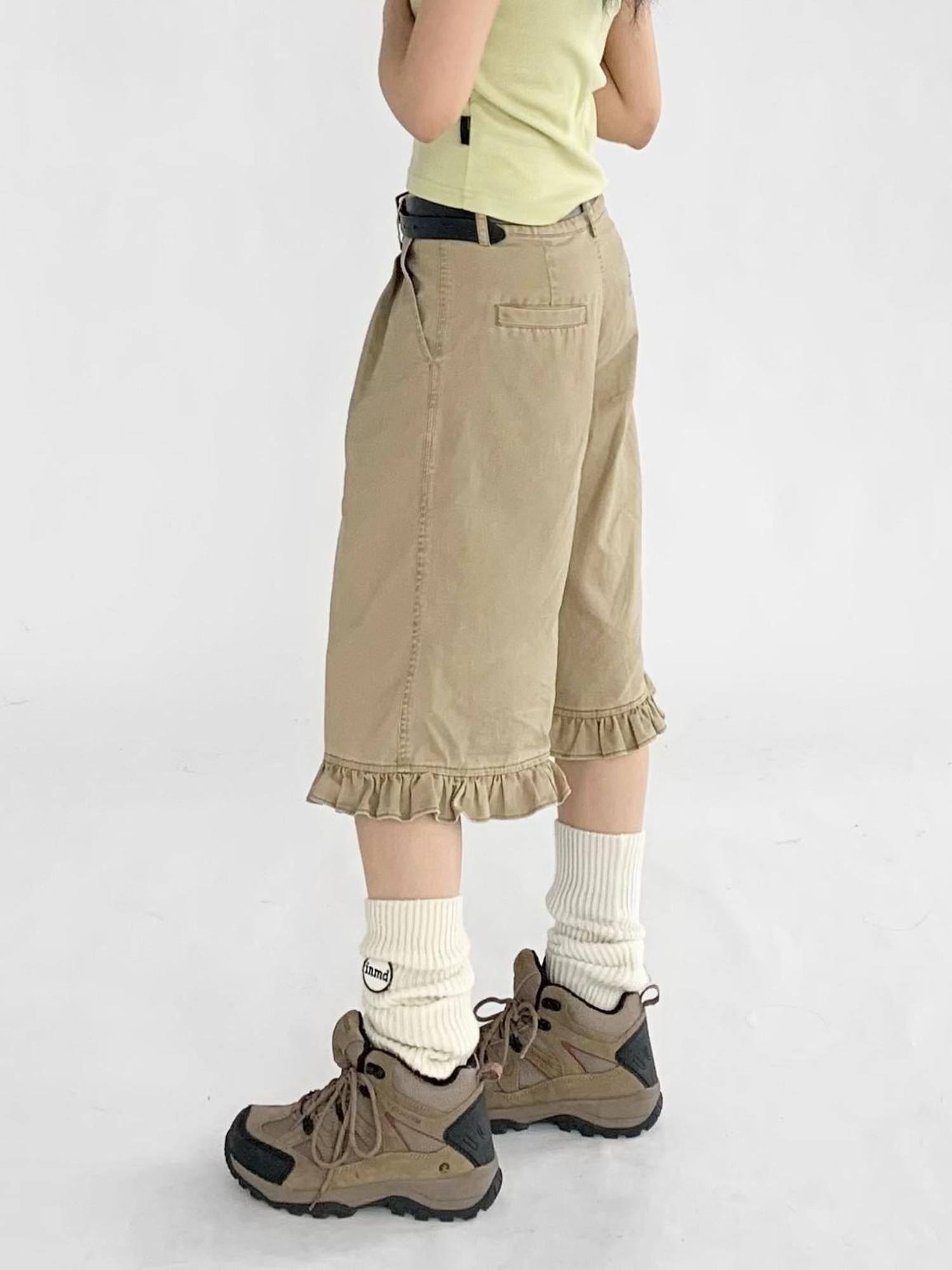 innomoood Vintage Washed Relaxed Cropped Carpenter Pants
