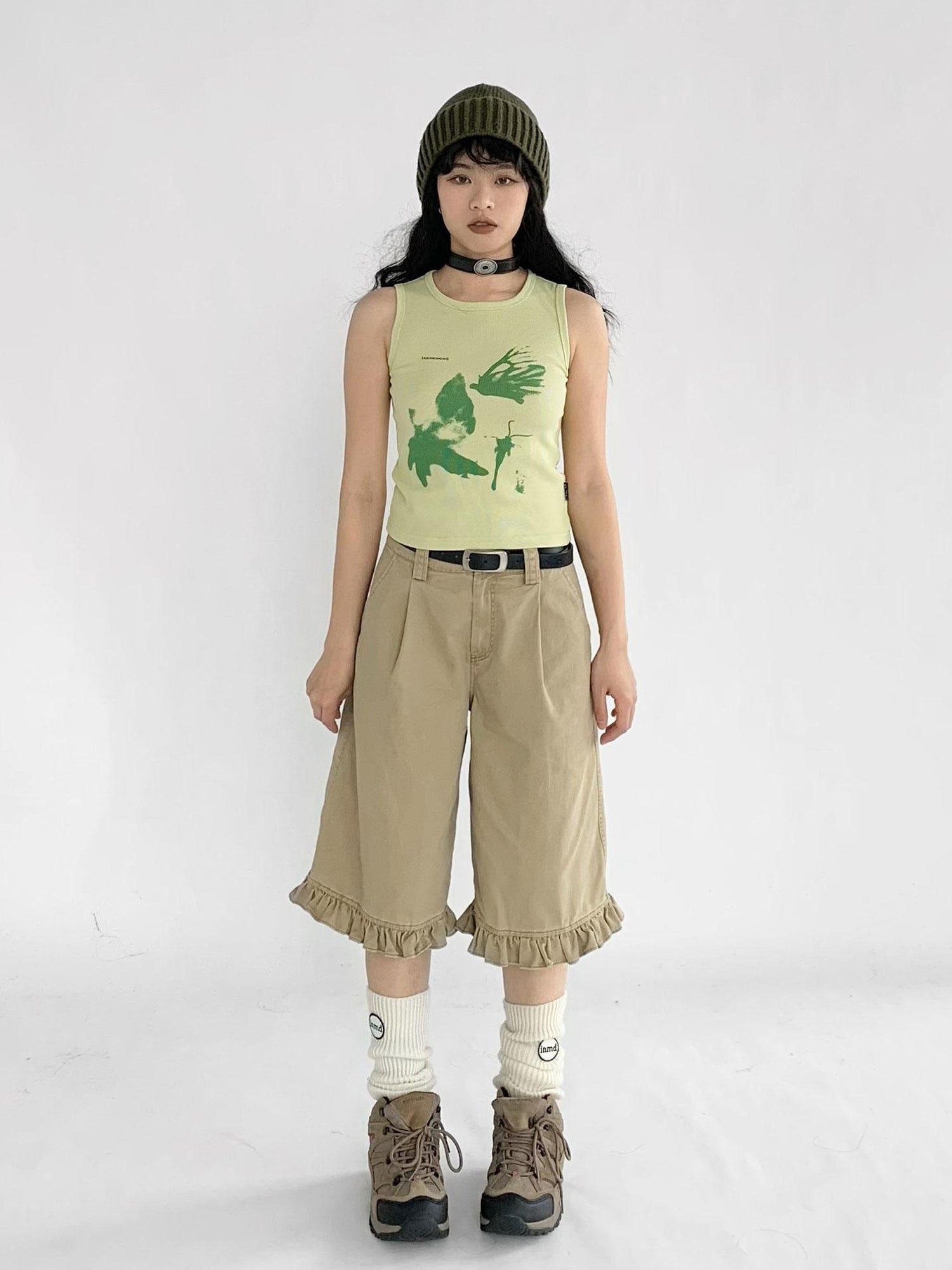innomoood Vintage Washed Relaxed Cropped Carpenter Pants