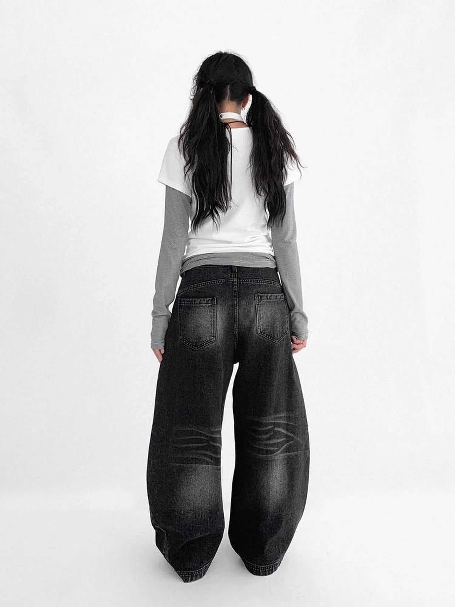 Vintage Washed Y2K Distressed Print Cargo Trousers