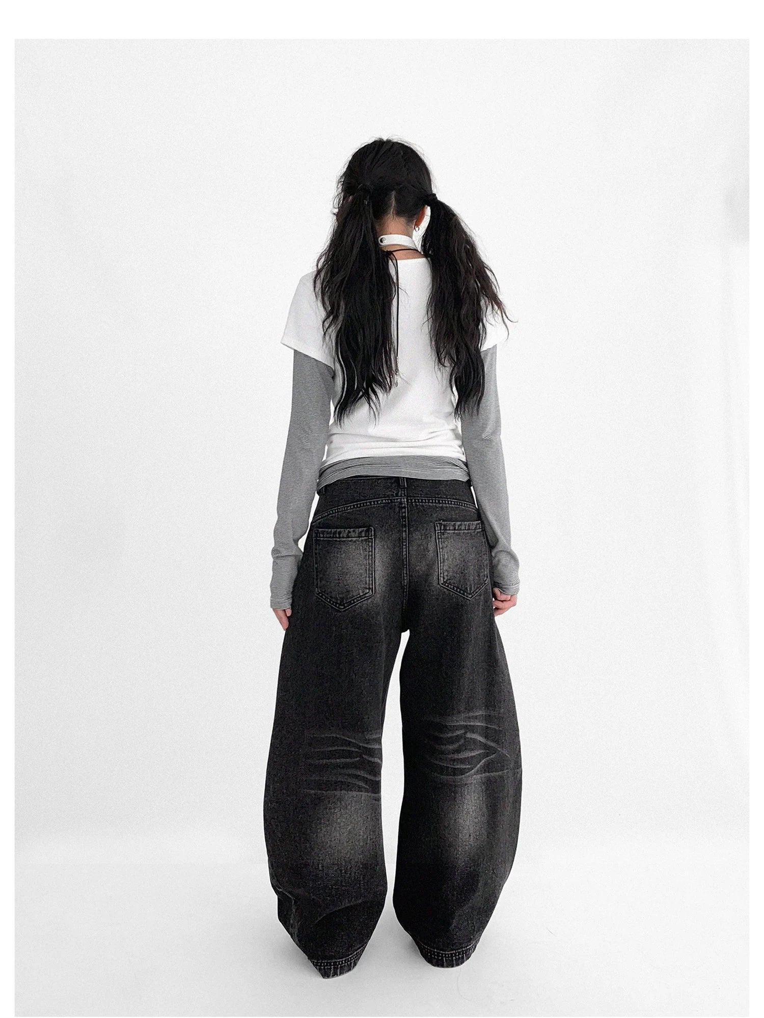 Vintage Washed Y2K Distressed Print Cargo Trousers