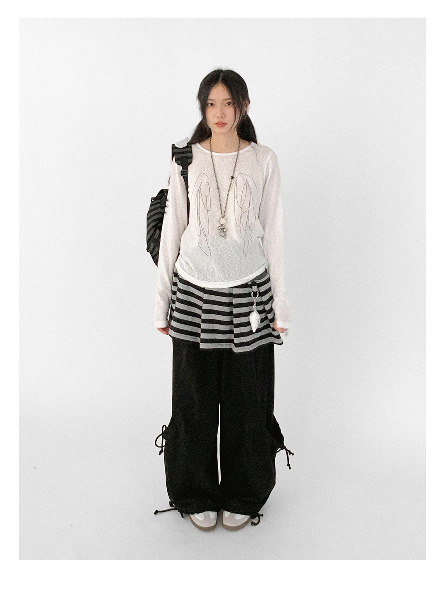 Wings Embroidered Y2K Print Layering Tee