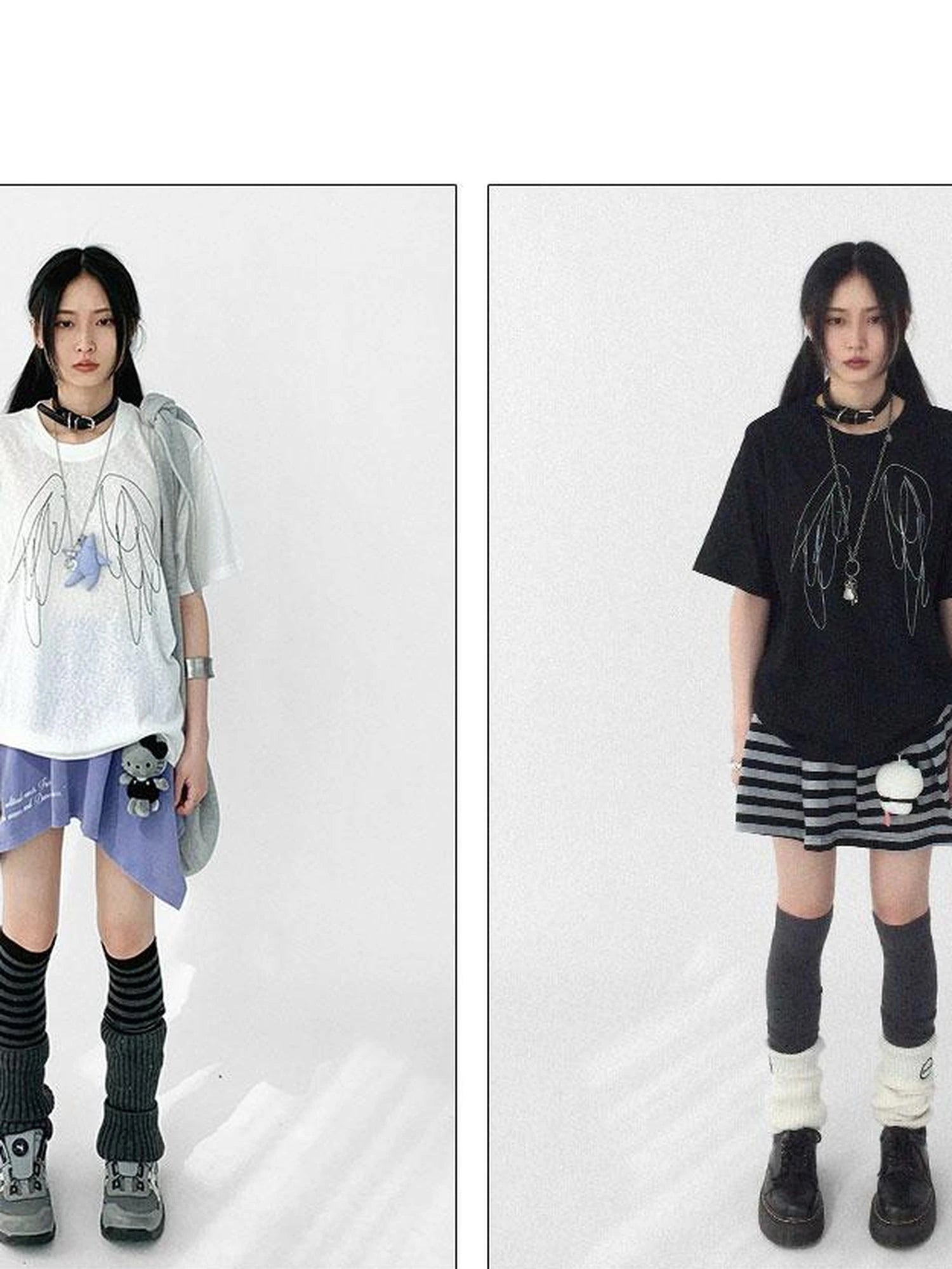 Wings Embroidered Y2K Print Layering Tee