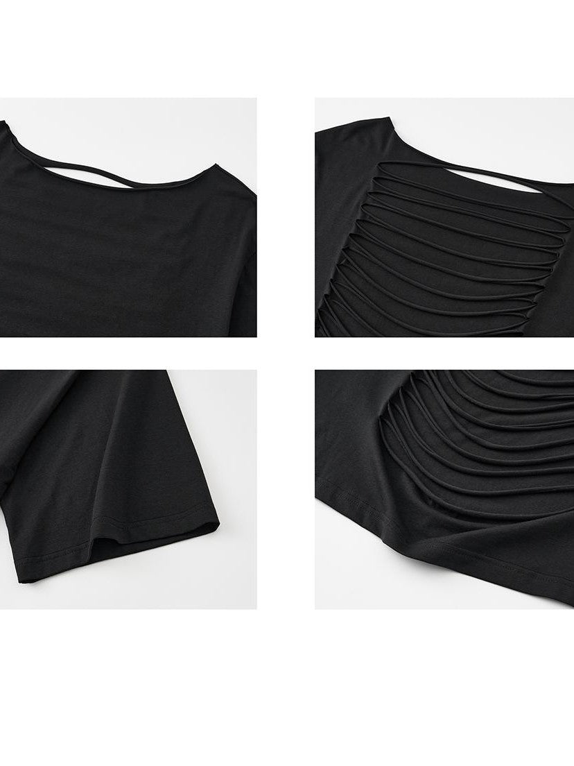 itsdinn Backless Asymmetric Distressed Reversible Women&