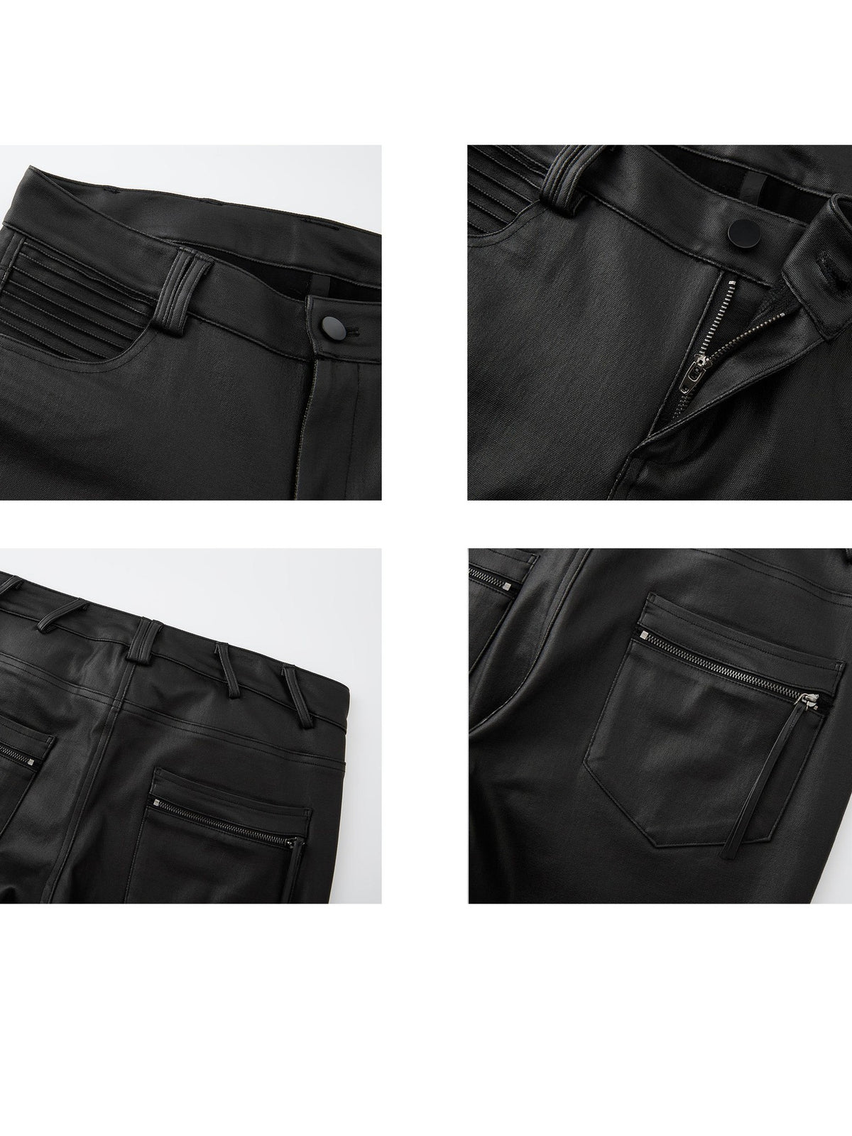 itsdinn Biker Pleated Zipper Cropped Tapered Women&