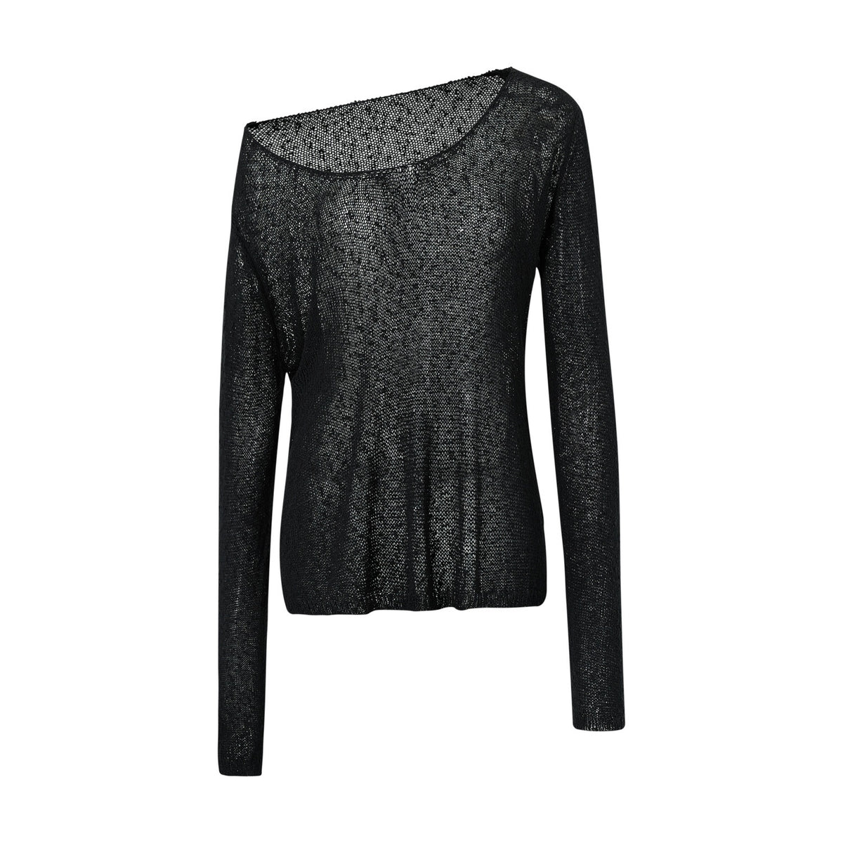 itsdinn_Black_Deep_V-neck_Drop_Shoulder_Long_Sleeve_Lightweight_Loose_Women&