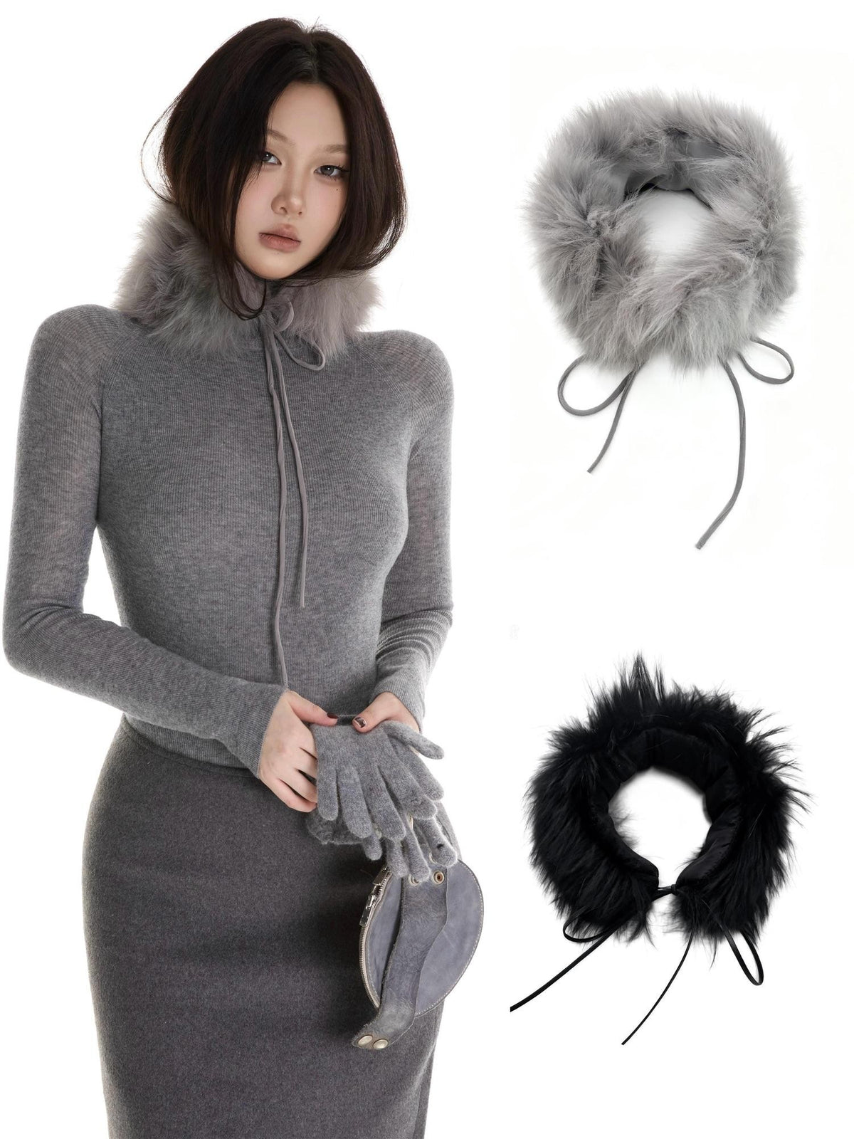 itsdinn Black Grey Dyed Women&