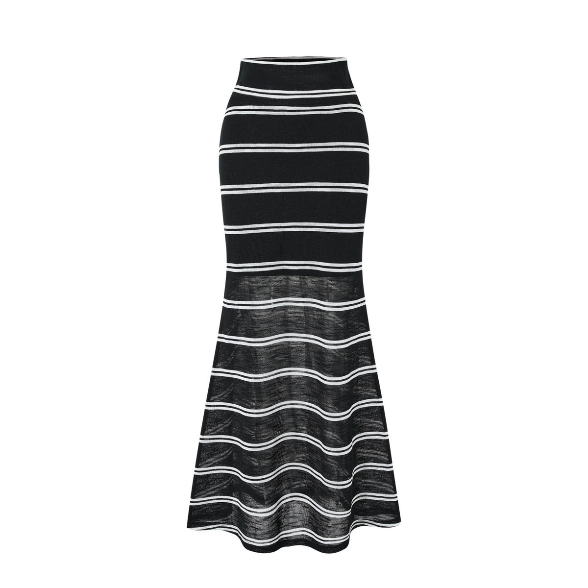 itsdinn_Black_White_Striped_Foldover_Waist_Fishtail_Women&