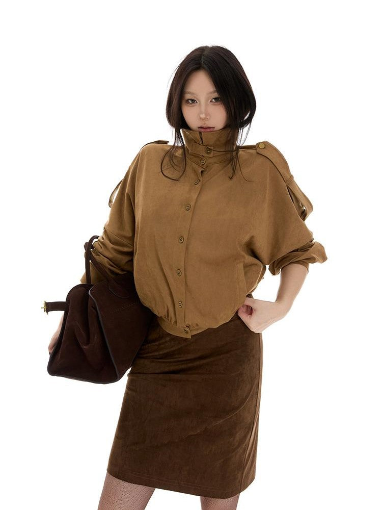 itsdinn Coffee Brown Low Waist One Piece Slim Slight Stretch Women&