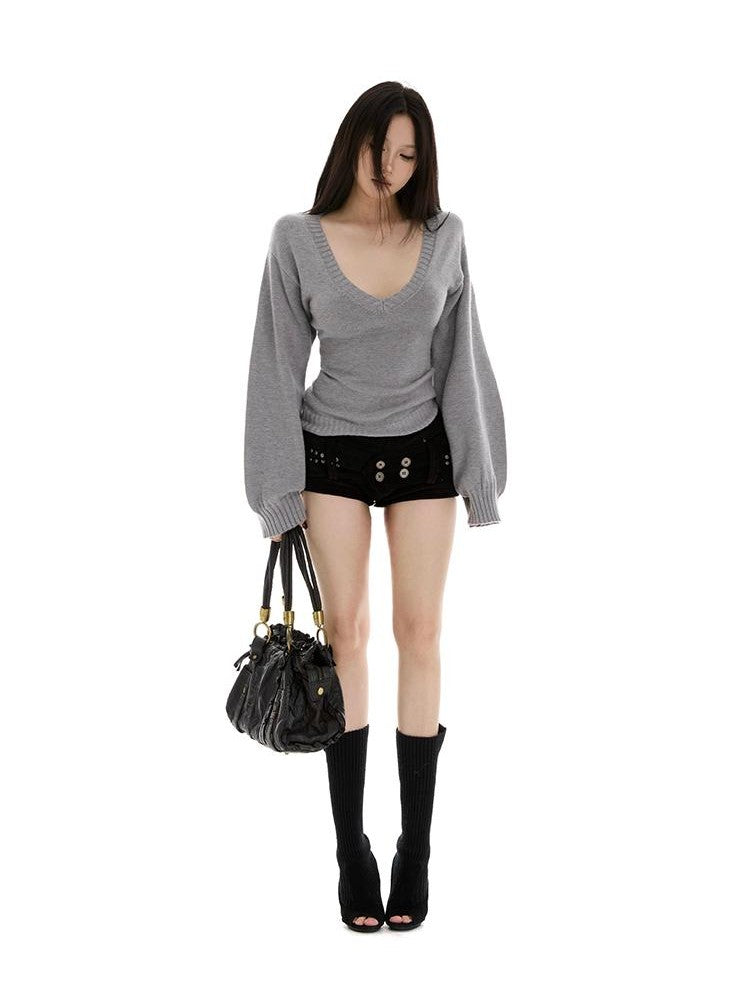itsdinn Corduroy Wide Waistband Stud Button Low Waist Women&
