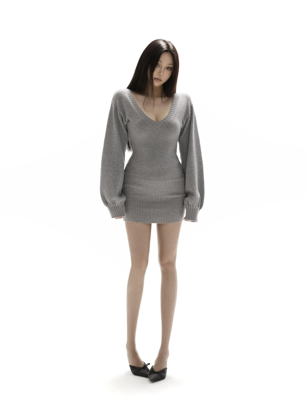itsdinn Deep V Lantern Sleeves Slimming Two Way Women&