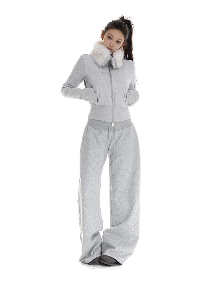 itsdinn Fur Collar Quilted Cropped Multiple Pockets Women&
