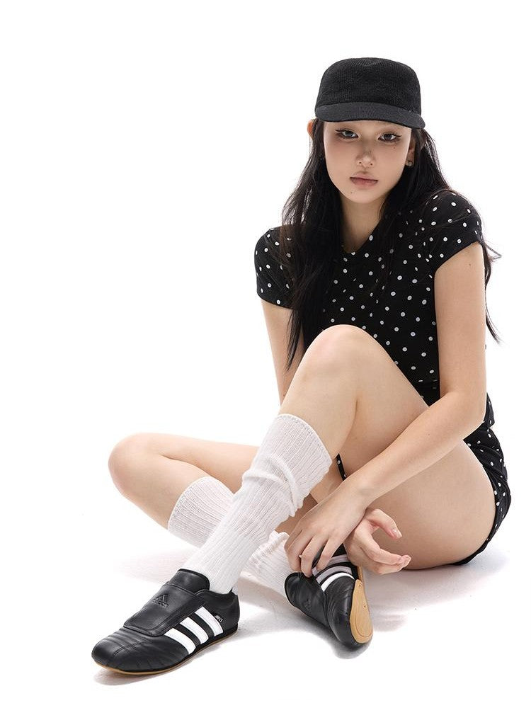 itsdinn Gray Black Polka Dot Sporty Regular Shoulder Women&