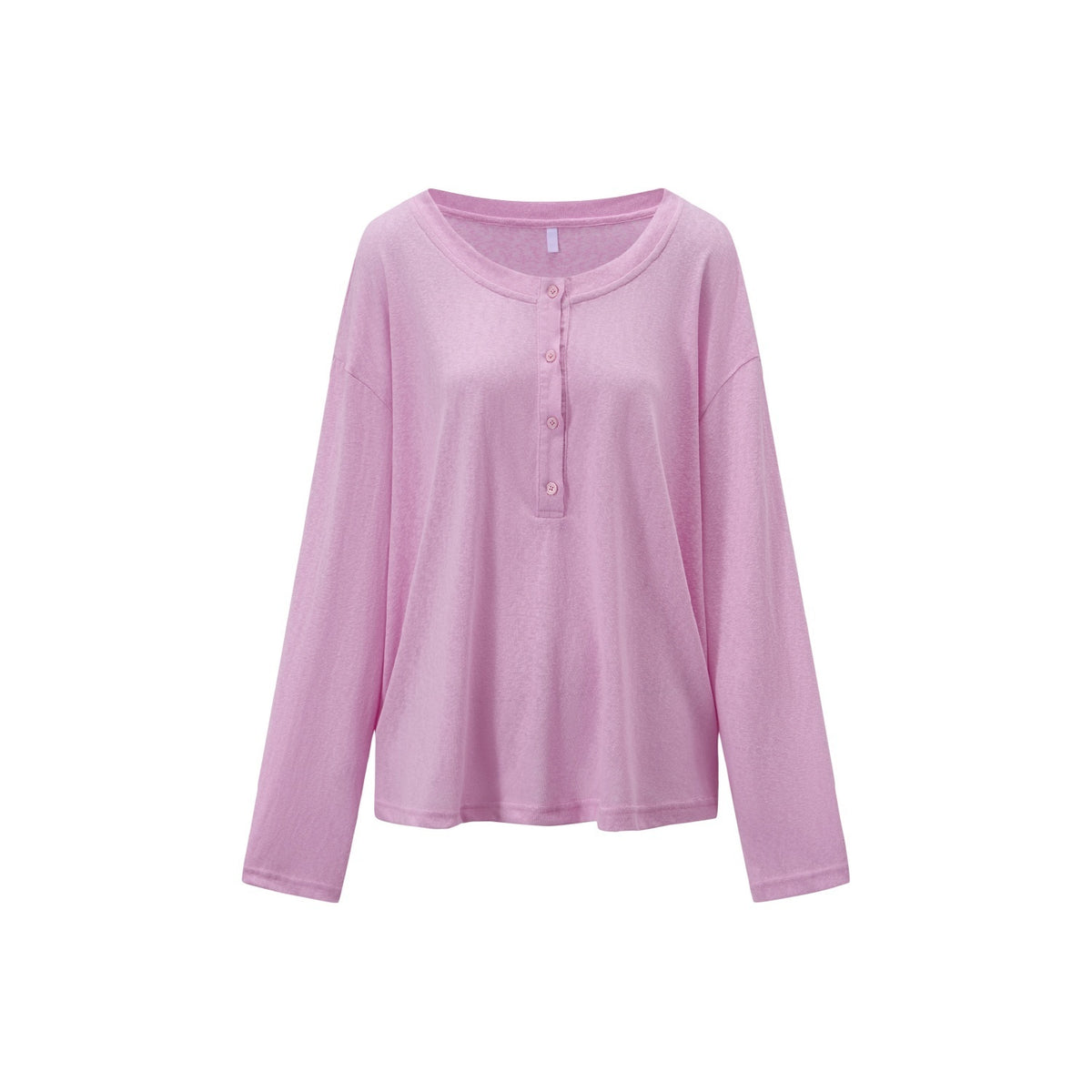 itsdinn_Henley_Collar_Drop_Shoulder_Button_Placket_Women&