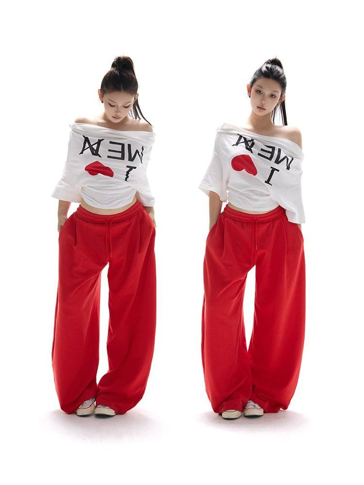 itsdinn I Love Me Print Reverse Cut One Shoulder Women&