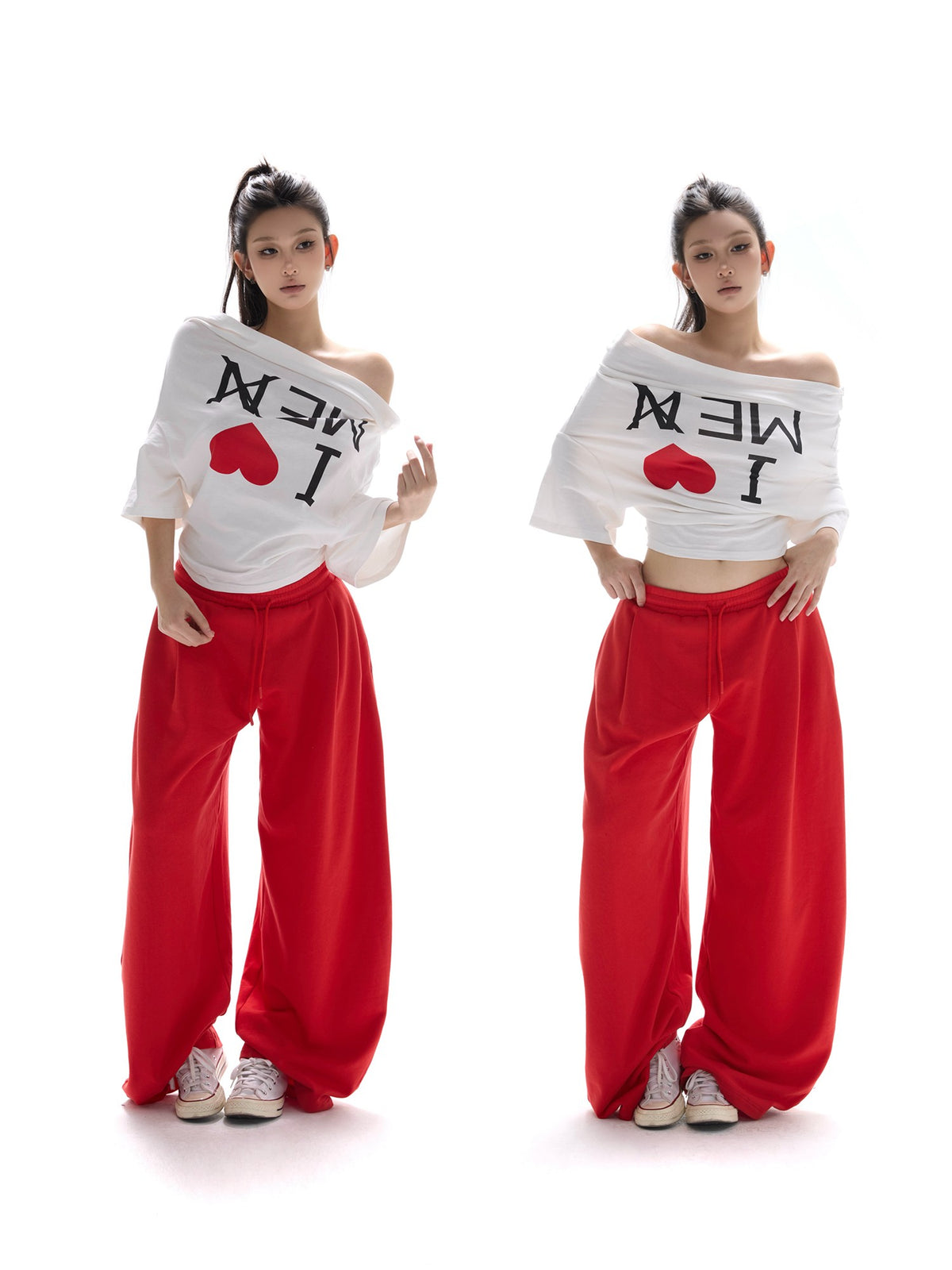 itsdinn I Love Me Print Reverse Cut One Shoulder Women&